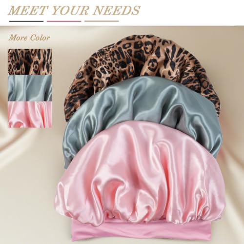 YOHTAS Satin Hair Bonnet for Sleeping - Blush Pink Double Layer Silk Cap