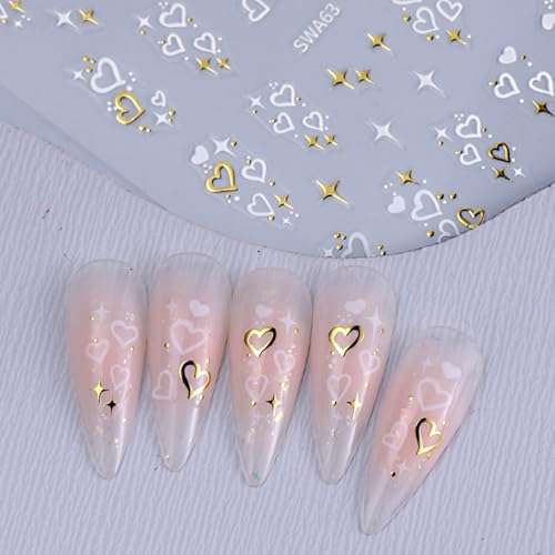 8 Sheets Valentine's Day 3D Heart Nail Art Stickers Set