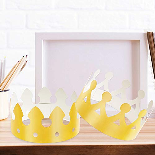 Aniann Gold Paper Crowns - Adjustable for Kids & Adults - 28 Pack