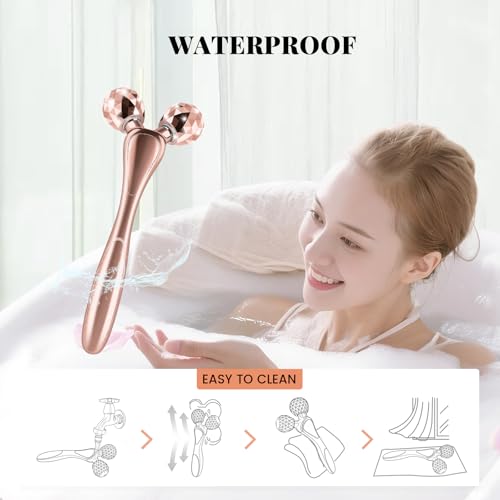 3D Face Roller Massager - Dual-Roller Glossy Rose Gold