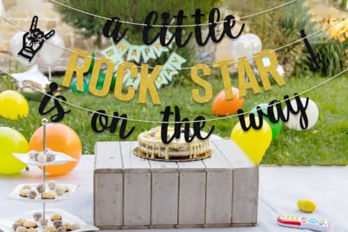 A Little Rock Star is On The Way Banner - Baby Shower Party Decor