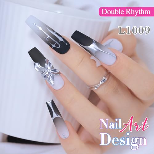 Double Rhythm Chrome Silver 15ml Metallic Gel Liner Nail Polish - 3D Mirror Effect