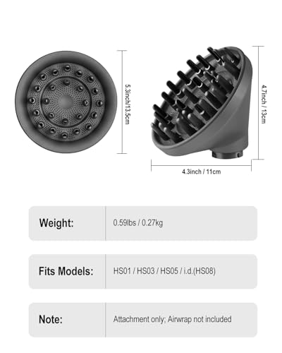 Gray Diffuser Attachment for Dyson Airwrap HS01 HS05 i.d. - Hair Dryer Conversion