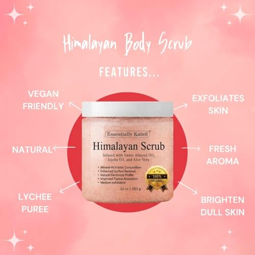 Essentially KateS Himalayan Salt Body Scrub with Almond Oil – 10 oz (Variation: Himalayan Salts)