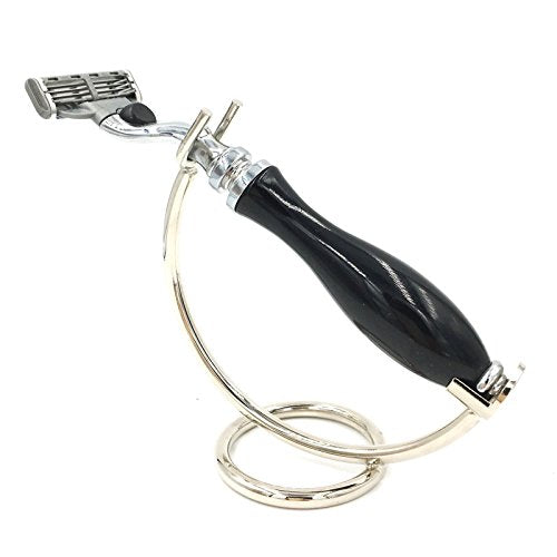 Curved Chrome Razor Stand for Straight & Cartridge Razors