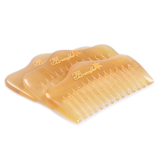 Breezelike Natural Sheep Horn Wide Tooth Comb - Detangling & Massaging Beard & Hair Tool