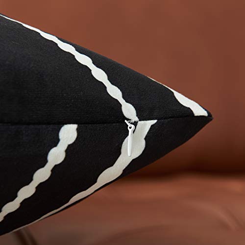 Set of 2 Black 16x16 Boho Aztec Pillow Covers for Sofa