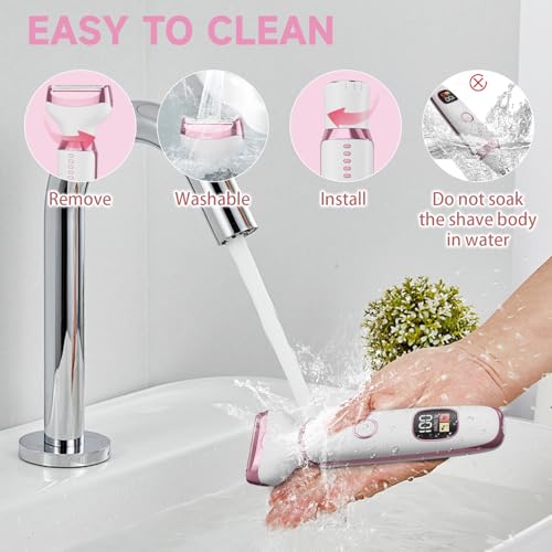 Electric Razor for Women, 4-in-1 Bikini Trimmer & Body Shaver for Nose Hair Face Eyebrow Arms Legs Armpit Underarm Pubic Area, Rechargeable Wet/Dry Painless Hair Removal