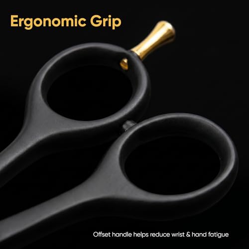 RIGELBLU 6.5 Inch Professional Hair Thinning & Cutting Shears Set - Salon & Home Use
