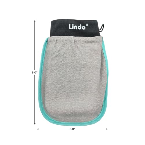 Lindo Dermaglove Exfoliating Mitt with Hang Ribbon - Gray/Mint