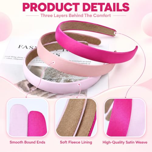 Lawie 16 Pack Multicolor Satin Plastic Headbands 2 cm Wide – Non-Slip, 5" Length (Multicolor B, Pack of 16)