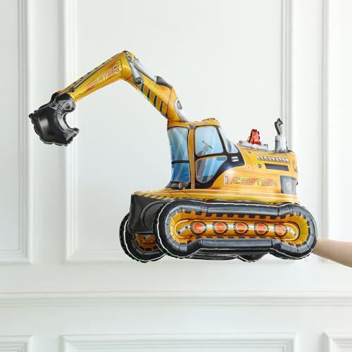 EASUTE 2PCS 4D Excavator Construction Balloons - Birthday Party Supplies