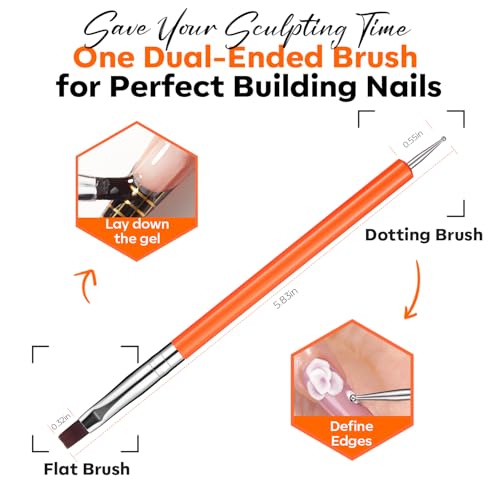 Modelones Gel Builder Nail Kit - 10-in-1 Clear & Pink Gel with Brush & Forms
