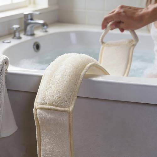 33-Inch Natural Loofah Back Scrubber with Cotton Handles