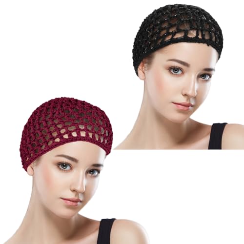 WLLHYF Black/Red Long Hair Wig Cap Mesh Net for Braiding & Weaving