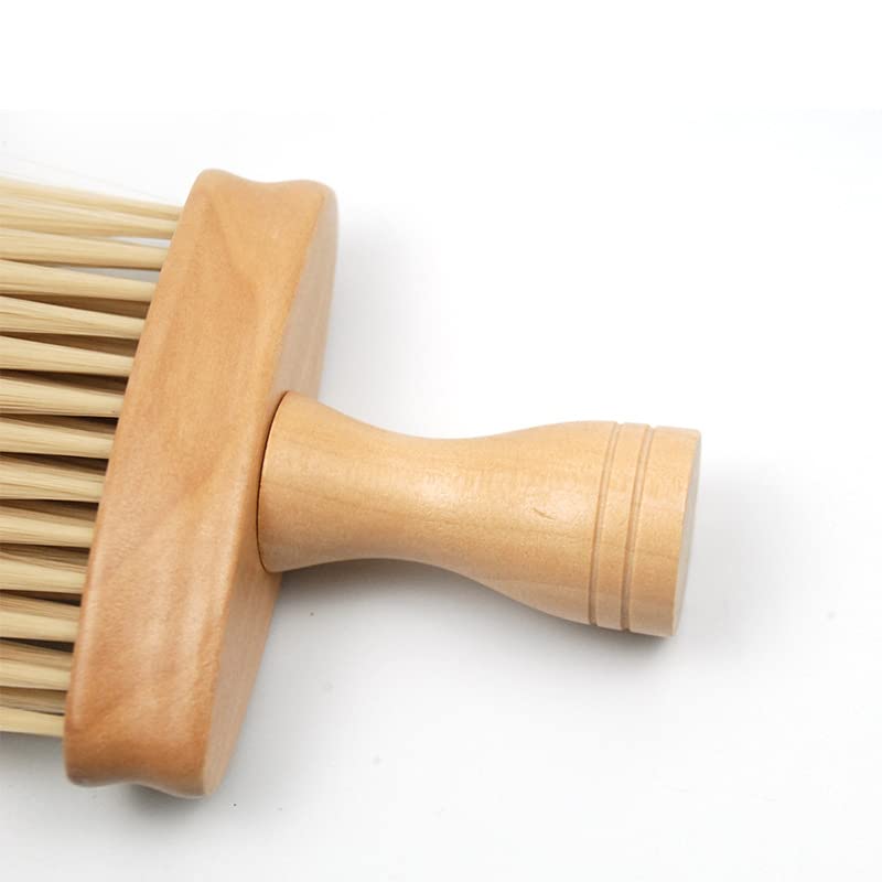 Professional Wooden Neck Brush for Hair Cutting - Soft Bristles