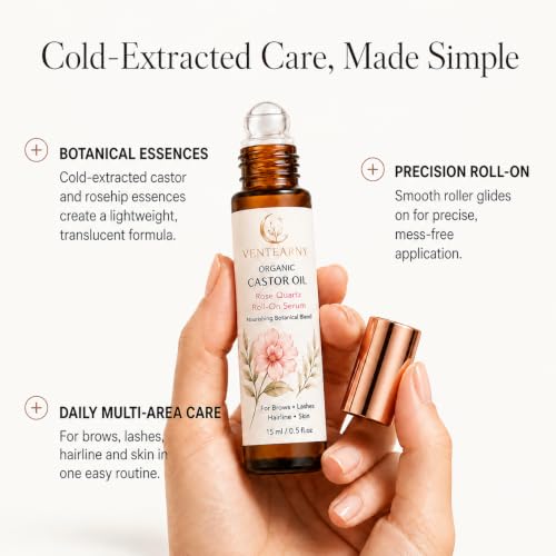 Organic Castor Oil & Rosehip Seed Oil Roll-On Serum - White