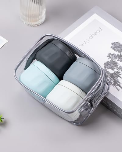 Mrsdry 3oz Travel Containers Set – TSA Approved Refillable Silicone Jars for Toiletries, Leak-Proof, 4 Pack, Black Gray
