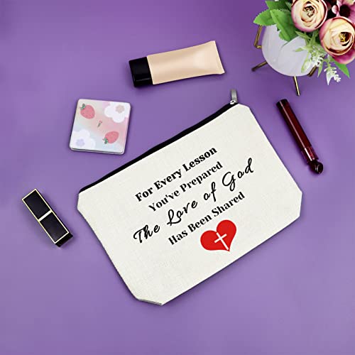 3PCS Beige Christian Makeup Bag - Teacher Appreciation Gifts