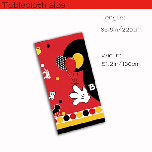 Disposable Plastic Table Covers - 3 Pack Red Cartoon Birthday