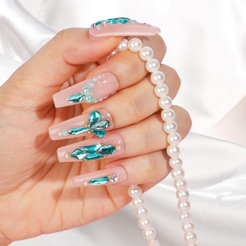 FAMDAMEI Summer Nail Charms Kit – Ocean 24 Grids with Mermaid, Starfish, Seashell Gems, 3D Rhinestones, Gold Pearls (Gold/White AB/Blue) – Nail Art Accessories