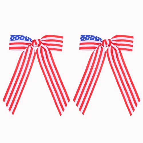 4th of July Patriotic Hair Bows for Women & Girls - Handmade Red White Blue Alligator Clips, 5.5 Inch B - Beleki
