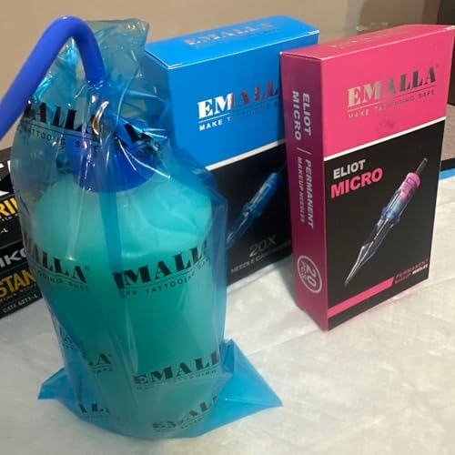 Emalla 250Pcs Pink Tattoo Wash Bottle Bags - Waterproof Sleeves