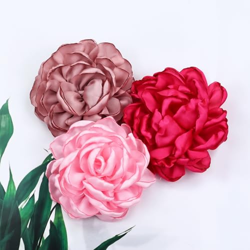 inSowni 20 Piecess Silk Satin 9cm / 3.5" Big Rose Flower Alligator