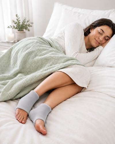 Originbuty Gray Moisturizing Heel Socks for Women & Men – Fuzzy Open-Toe Gel Heel Protectors