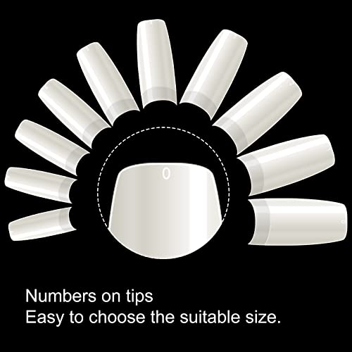 600PCS Coffin Nail Tips Set with French & Clear Designs for Nail Art & DIY
