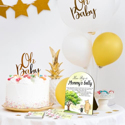 Winnie the Pooh Baby Shower Game Set - 54pcs Belly Measuring & Guest Cards