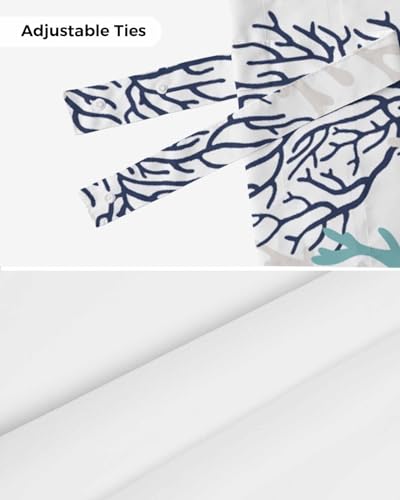 Coastal Tie Up Valance Curtains - Teal Blue 54"x18" for Kitchen & Bathroom