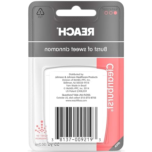 Reach Cleanburst Waxed Dental Floss - Cinnamon 55 Yards (Pack of 8)