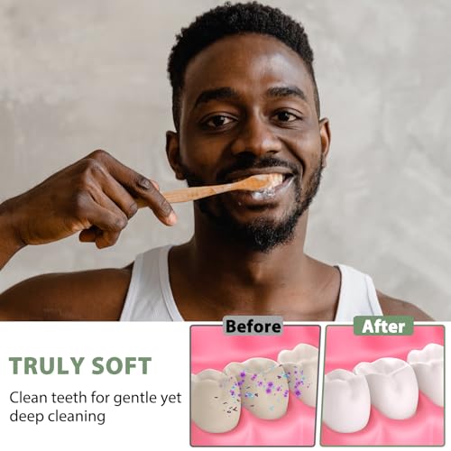 Biodegradable Bamboo Toothbrushes - 8 Pack Extra Soft for Sensitive Teeth