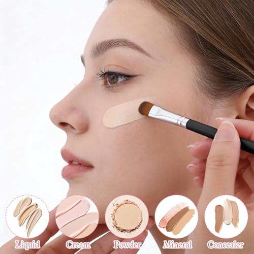 12 Pcs Flat Concealer & Eyeshadow Brush Set - Makeup Tools