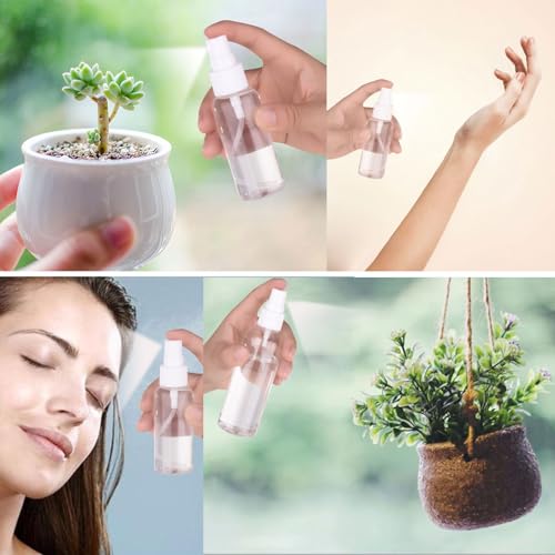 2oz Travel Spray Bottles Set – Refillable Fine Mist Plastic Bottles with Funnels & Labels