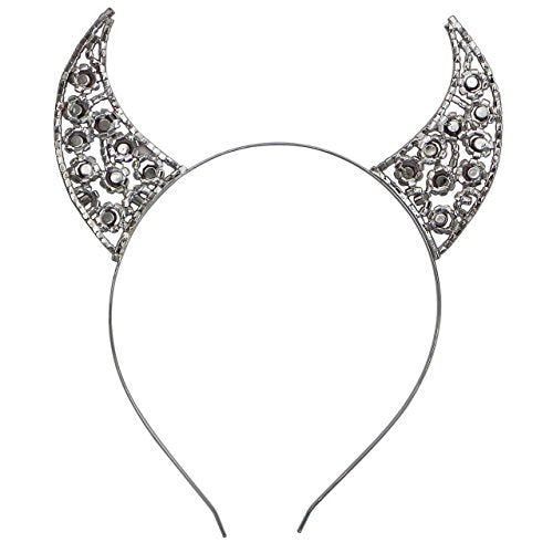 Rosemarie Collections Devil Horns Headband with Crystal Rhinestones