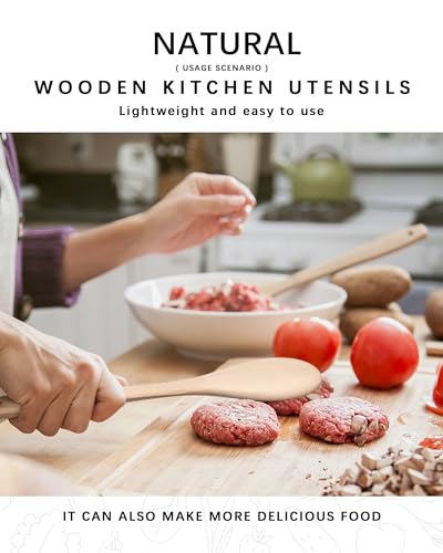 Beech Wood Cooking Utensil Set - 3-Piece Wooden Spoons