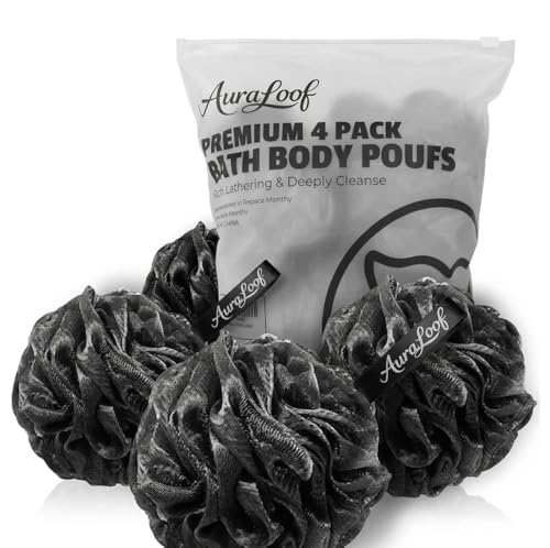 Charcoal Bath Loofah 60g - Extra Soft Mesh Body Scrubber for Shower
