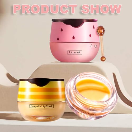 XTJXTJ Honey & Strawberry Lip Mask with Brush - Nourishing & Repairing Moisturizing Lip Care