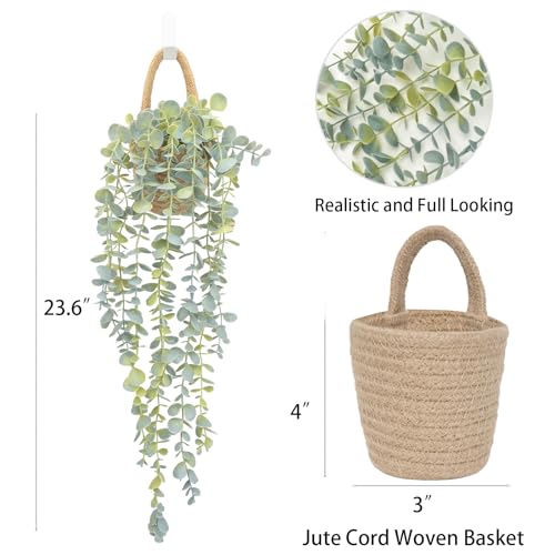 Artificial Eucalyptus Hanging Plant in Jute Wall Planter - 23 Inch