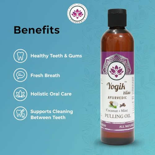 Yogik Bliss Coconut Mint Oil Pulling Mouthwash – Ayurvedic Oral Care with Vitamins D3, E & K2