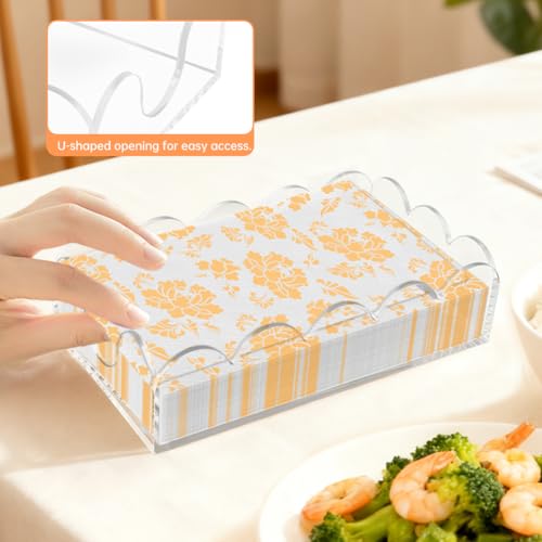 Clear Acrylic Napkin Holder with Scalloped Edges - 9.5x5.5in