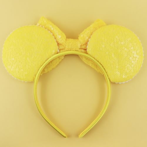 Yellow Sequin Mouse Ears Headband with Pearl - LIHELEI Costume Accessory