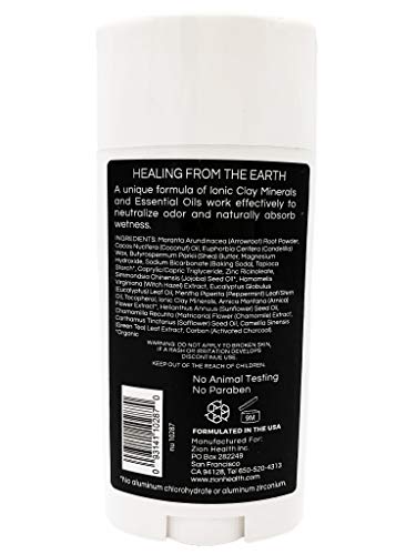 Zion Health ClayDry Charcoal Mint Deodorant Stick 2.8 oz