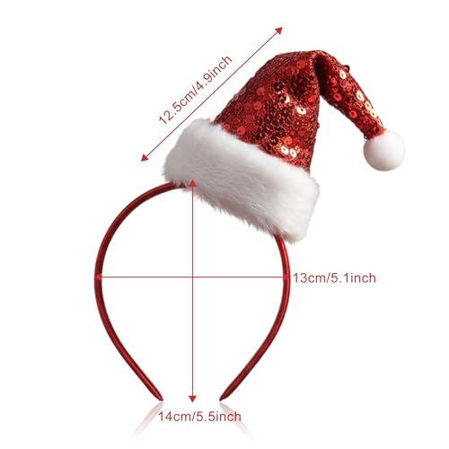 Festive Sequin Santa Hat Headband for Women & Girls - Christmas Party Accessory