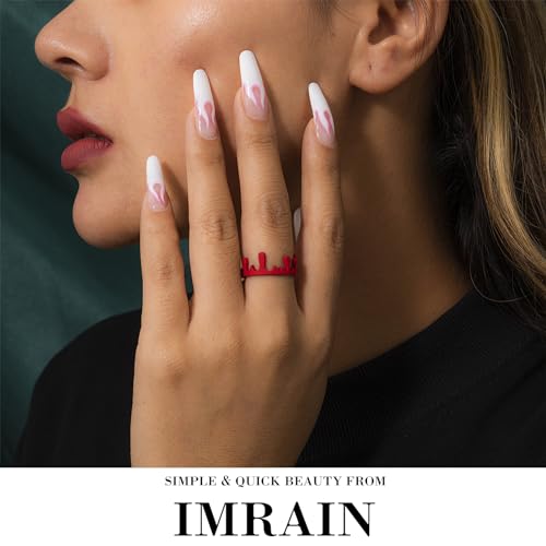 IMRAIN Colorful Ombre French Fake Nails Long Square 24Pcs W1-30Summer