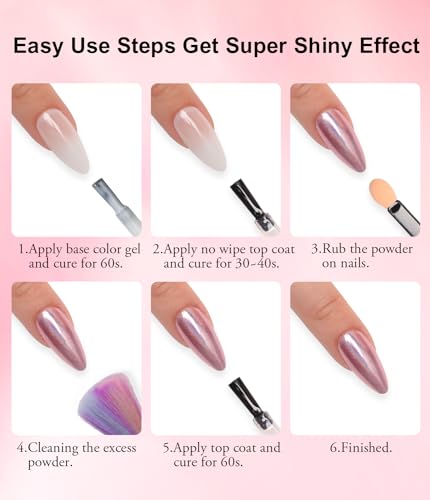 BISHENGYF 24-Color Chrome Nail Powder Set for Mirror Metallic Manicure