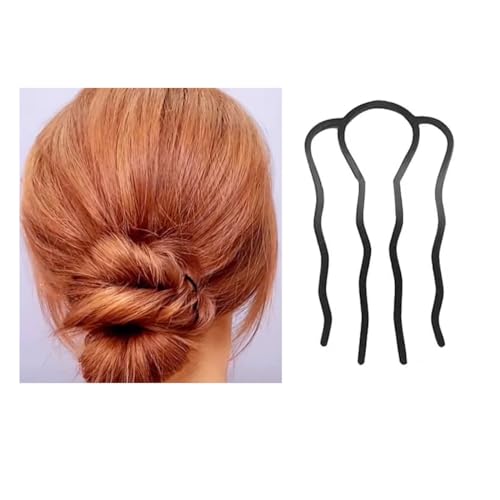 6-Piece Metal Hair Fork Clips for Updos and Buns - Black