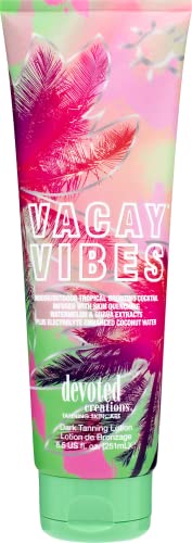 Devoted Creations Vacay Vibes Tanning Lotion - Hydrating Bronzer with Coconut Water & Tropical Extracts, 8.5 oz